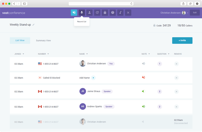 vast conference call manager