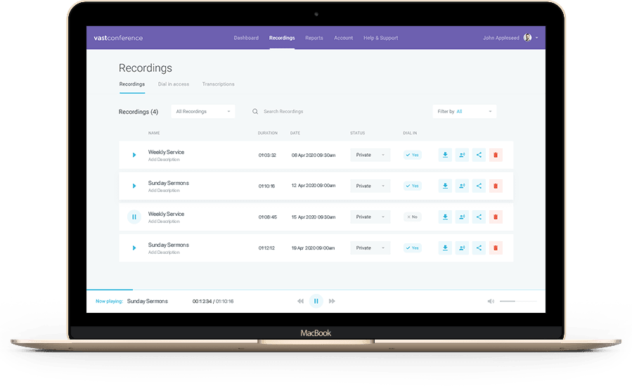 religious service conference call recording