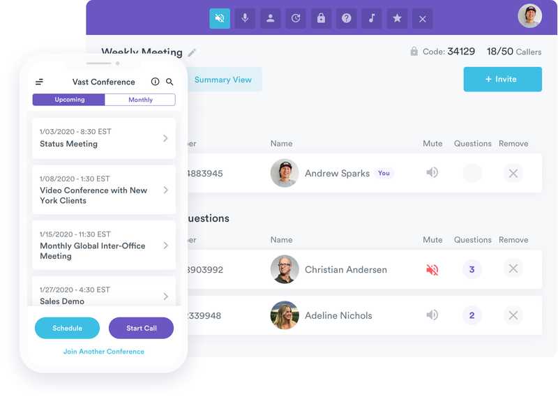 conference call service provider dashboard